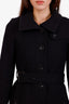 Burberry Britt Black Wool Cashmere Belted Midi Jacket Size 2