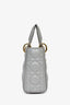 Christian Dior 2016 Pearl Grey Cannage Lambskin Mini Lady Dior with Chain
