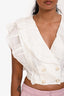 Sandro White Linen Cropped Pearl Buttons Sleeveless Top Size 0