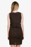 Brunello Cucinelli Brown Wool/Leather Strapped Sleeveless Dress Size XS