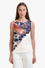 Hermès White Silk Flamingo Party Short Sleeve Top Size 34