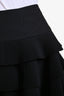 Alaïa Black Wool Blend Pleated Tiered Mini Skirt Size 40