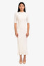 Maje White Ribbed Knit Maxi Dress Size 34