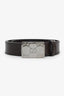 Gucci Brown Plutone Calfskin Plaque Interlocking G 30mm Belt Size 95