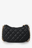 Pre-loved Chanel™ Black Quilted Lambskin Mini Hobo Shoulder Bag with Heart Chain GHW