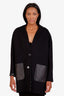 Gucci Black/White Silk Wool GG Logo Reversible Coat Size 40