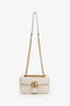Gucci White Leather Chevron Quilted Small GG Marmont Crossbody Bag