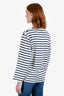 Anine Bing White/Navy Cotton Stripe Long Sleeve Crewneck Top Size XS