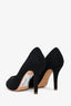 Pre-loved Chanel™ 2012 Black Canvas Interlocking CC Bow Logo Cap Pumps Size 35