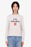 Pre-Loved Chanel™ 2019 Runway Cream Cashmere 'La Pausa CC Logo' Crewneck Sweater Size 40