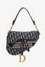 Christian Dior Navy Oblique Embroidery Saddle Bag