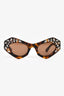 Emilio Pucci Tortoise Acetate Crystal Embellished Cat Eye Sunglasses