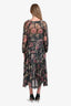 Zimmermann Green/Pink Silk Floral Long Sleeve Maxi Dress Size 1 with Slip