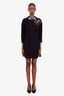 Miu Miu 2017 Black Beaded Flower Dress Size 42
