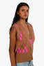 Ganni Brown/Pink Wool Argyle Sweater Vest Size L