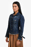 Burberry Dark Denim Wash Distressed Sleeve Jean Jacket Size 4