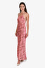 Reformation Pink Floral Silk Pearl Halter Maxi Dress Size L