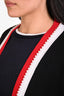 Sandro Black White/Red Wool Open Cardigan Size 2