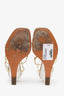 Louis Vuitton White/Yellow Monogram Open-Toe Butterfly Wedges Size 37