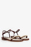 Pre-loved Chanel™ Burgundy Suede Pearl Flat Sandals Size 37.5
