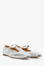 Aeyde Silver Leather Square Toe Ballet Flats Size 35