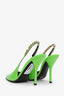 Gucci Green Patent Chain-Embellished Signoria 45MM Slingback Pumps Size 37