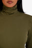 Wolford Olive Green Cotton Velvet Turtleneck Top Size M