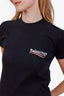 Balenciaga Black Cotton Logo Embroidered T Shirt Size XS