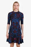 M Missoni Blue/Multi Knit Short Sleeve Flare Dress Size S