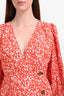Ganni Orange/White Patterned Long Sleeve Maxi Dress Size 38