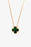 Van Cleef & Arpels 18K Gold Malachite Vintage Alhambra Pendant Necklace