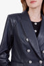 Veronica Beard Navy Leather Double Breasted Dickey Blazer Size 10
