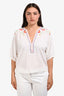 Vilshenko White Cotton Multicolour Floral Embroidered Blouse Size 14