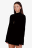 Saint Laurent Black Velvet High Neck Long Sleeve Mini Dress Size 38