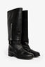 Pre-loved Chanel™ Black Leather CC Zipper Detail Riding Boots Size 38.5