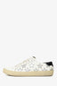 Saint Laurent White/Silver Leather Star Low Top Sneakers Size 39