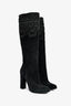 Etro Black Suede Embroidered Knee-High Boots Size 37