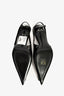 Saint Laurent Black Patent Leather Silver 'Avenue' Slingbacks Size 37