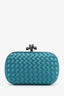 Bottega Veneta Green Intrecciato Woven Satin Knot Clutch