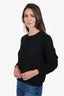 Joie Black Knit Leopard Print Ruched Sleeve Sweater Size S