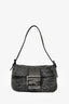 Fendi Grey Fur Crystal Mini Baguette