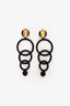 Oscar de la Renta Black Beaded Clip On Earrings