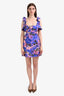 Zimmermann Purple Linen Floral Print 'High Tide' Mini Dress Size 2