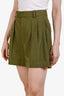 Frame Green Pleated Wide Cuff Shorts Size 6