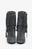 Gucci Grey/Green Suede Fringe Boots Size 38.5