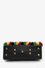 Valentino Black Leather Small Beads Embellished Rockstud Rolling Top Handle Bag