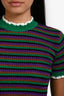 Miu Miu 2019 Green/Multicolour Cotton Crochet Knit Short Sleeve Cropped Top Size 36