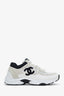 Pre-loved Chanel™ White Mesh Suede CC Logo Sneakers Size 36.5