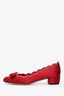 Salvatore Ferragamo Red Satin Crystal Embellished Vera Kitten Heels Size 7