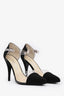 Pre-loved Chanel™ Black Satin PVC Pointed Toe Heels Size 37